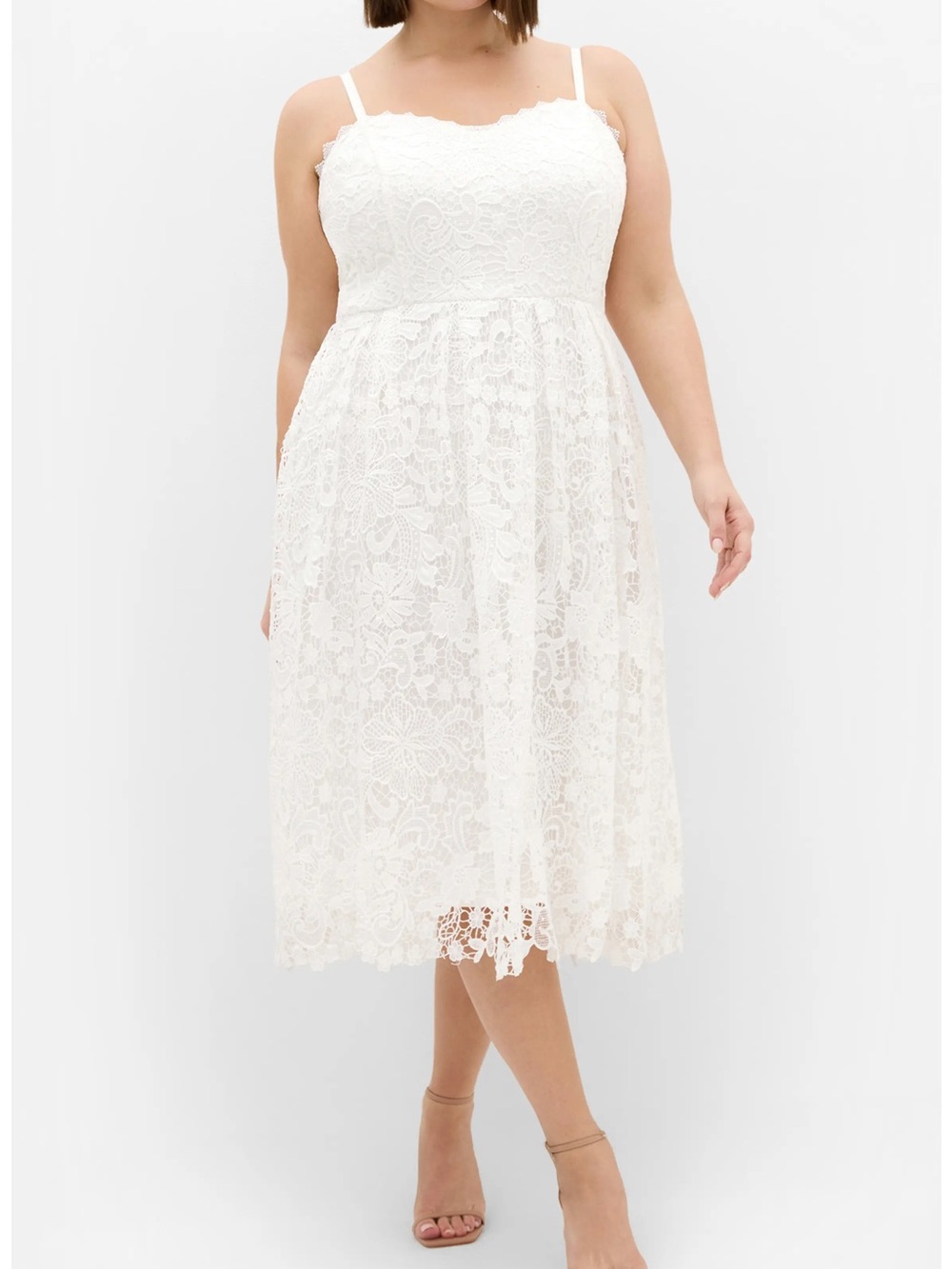 City Chic Scarlet Lace Midi Dress in Ivory Size 18 NEW Sweetheart Neckline Chic